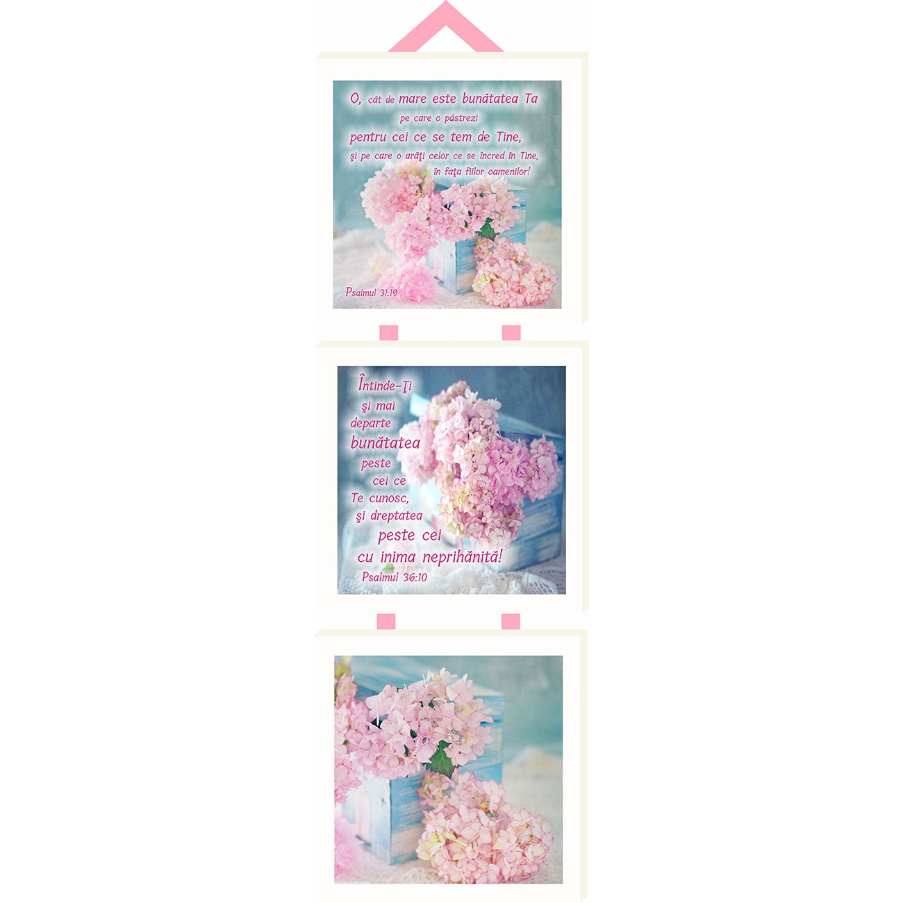 Set 3 mini tablouri - O, cat de mare este bunatatea Ta Set 3 mini tablouri - O, cat de mare este bunatatea Ta