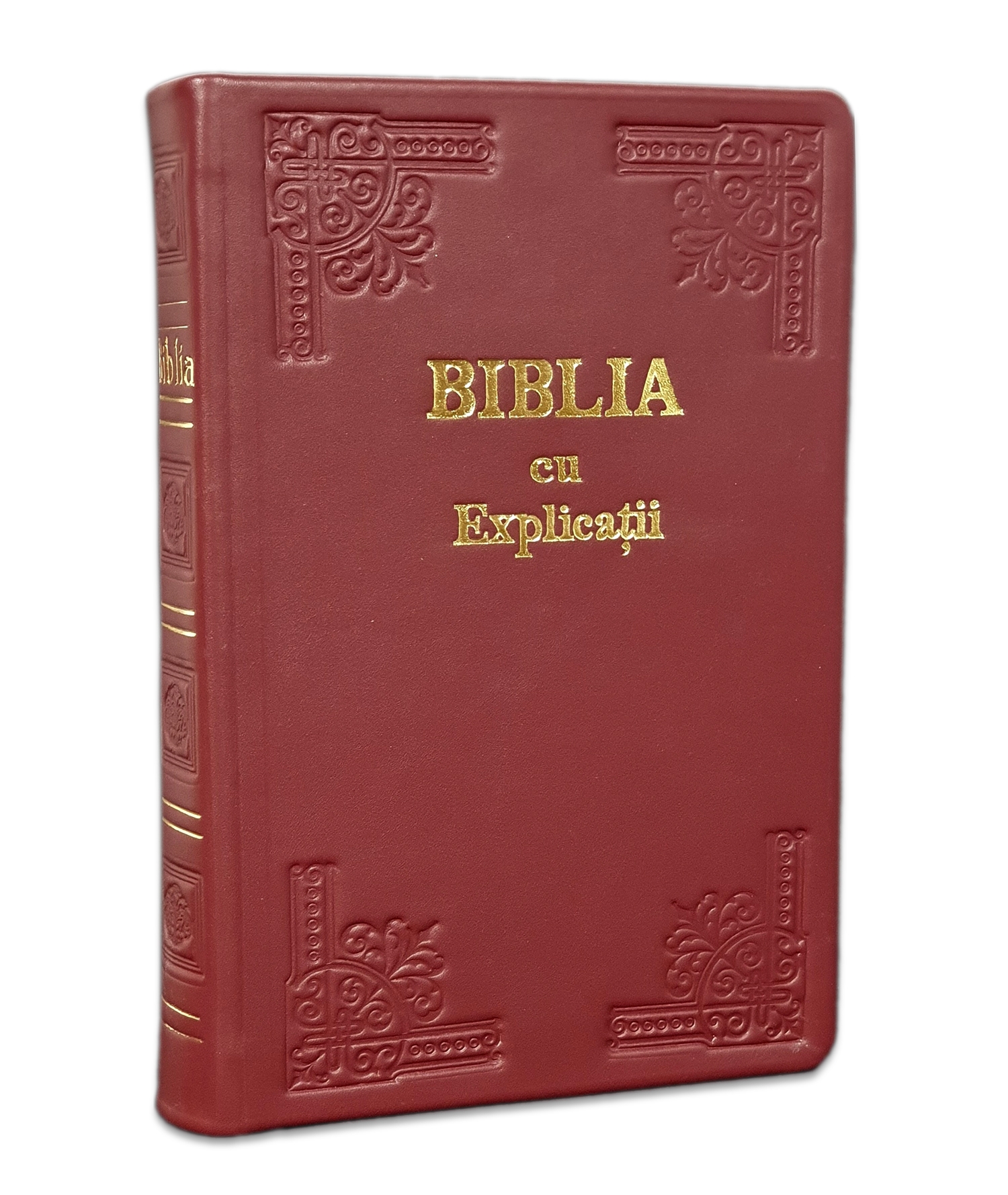 Biblia Handmade, mare, cu concordanta si explicatii, piele,culoare maro, cu index, aurita, cuv. lui Isus cu rosu [CO 77 HMI]