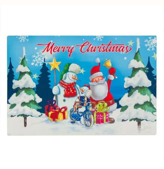 Covoras usa de Craciun, albastru - Merry Christmas Covoras usa de Craciun, albastru - Merry Christmas