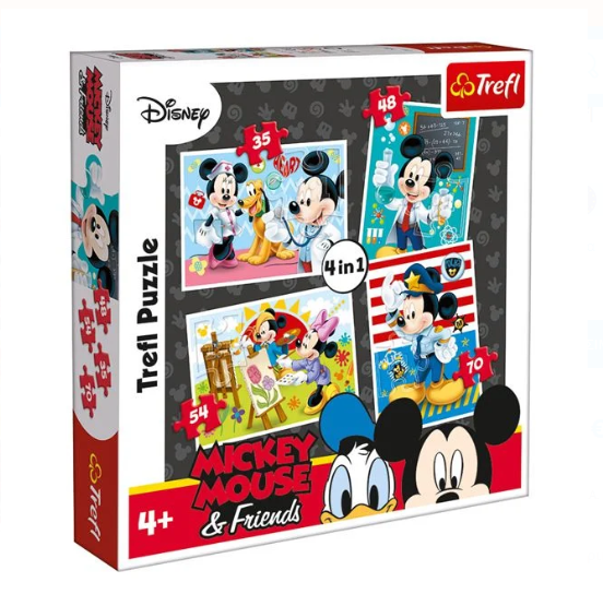 Puzzle Trefl - Mickey Mouse, 4 in 1 - Activitati pentru copii (3+) Puzzle Trefl - Mickey Mouse, 4 in 1 - Activitati pentru copii (3+)