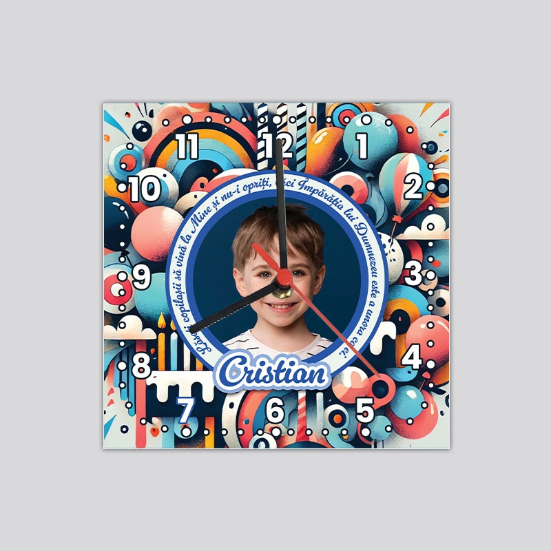 Ceas personalizat cu verset biblic și poză - Zi de naștere