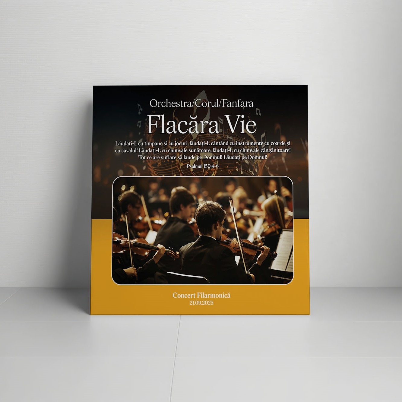 Tablou canvas personalizat cu verset biblic, nume, dată și poză – Formație muzicală