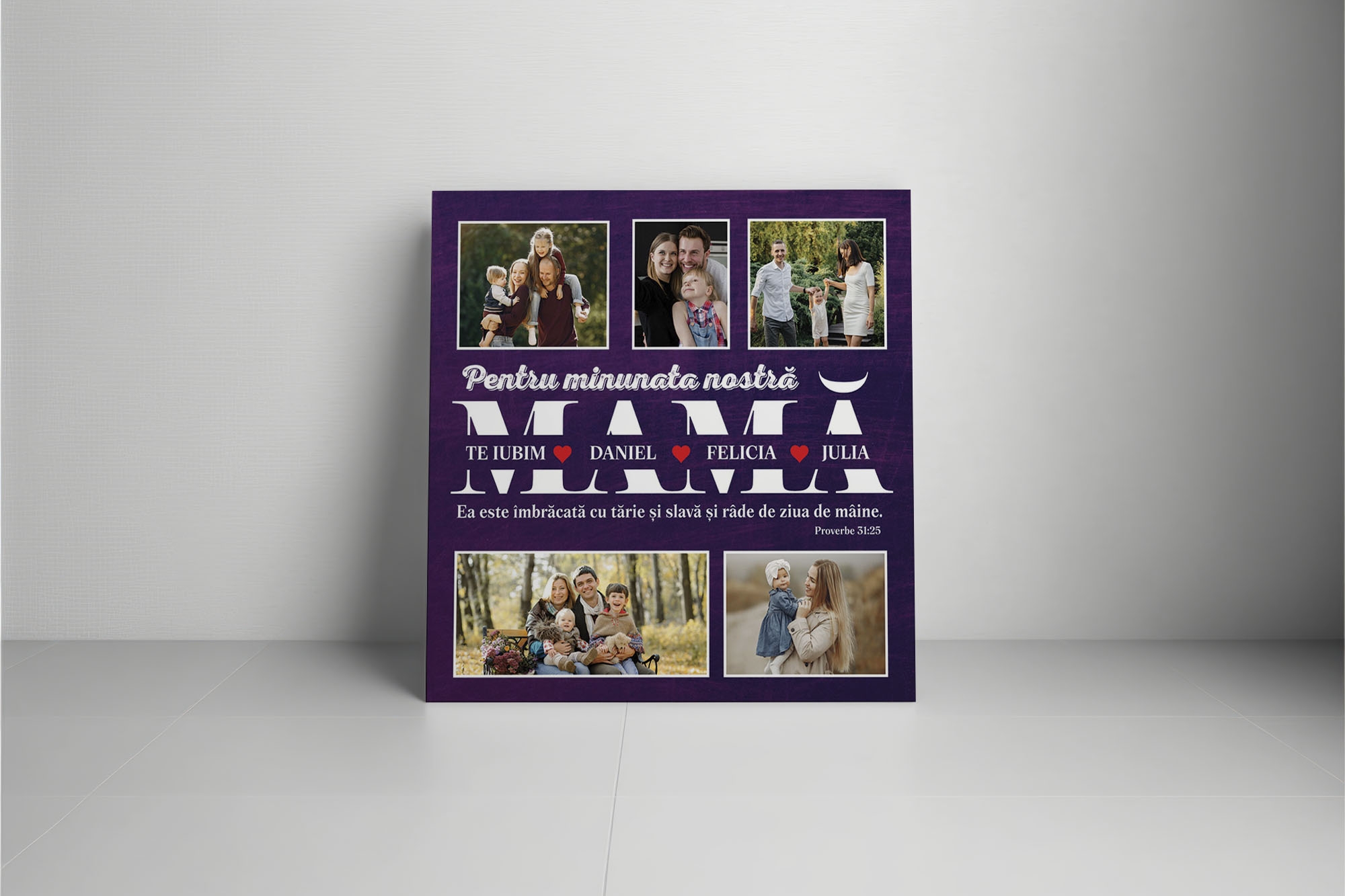 Placă ardezie personalizată poze și nume – Mama minunata