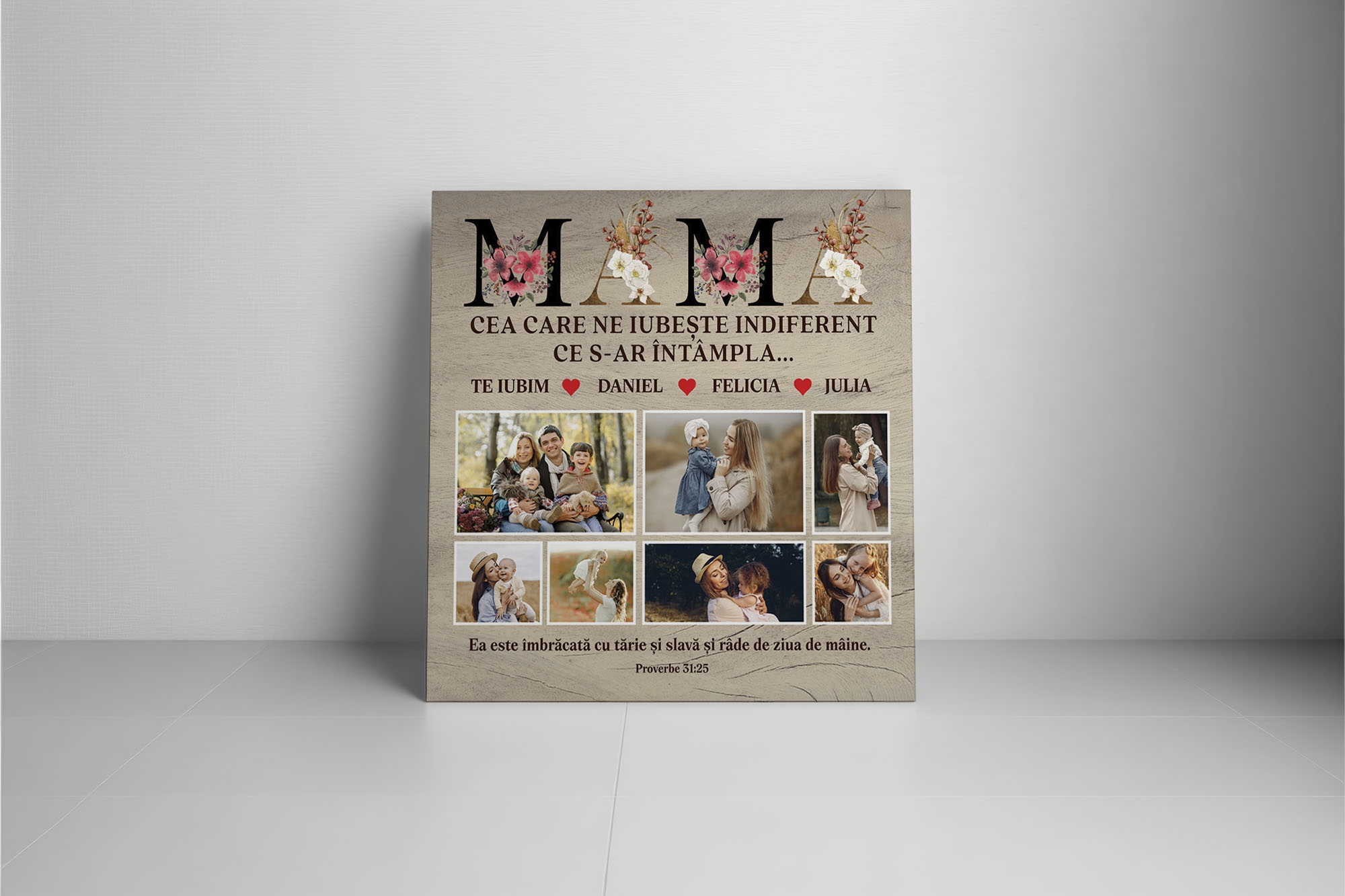 Placă ardezie personalizată poze și nume – O Mama minunata