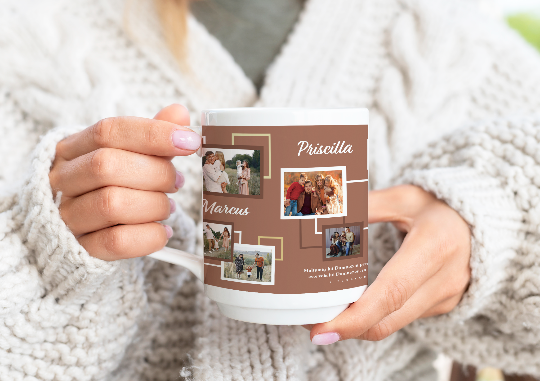 Cană personalizată cu poză,nume Familie- verset biblic3