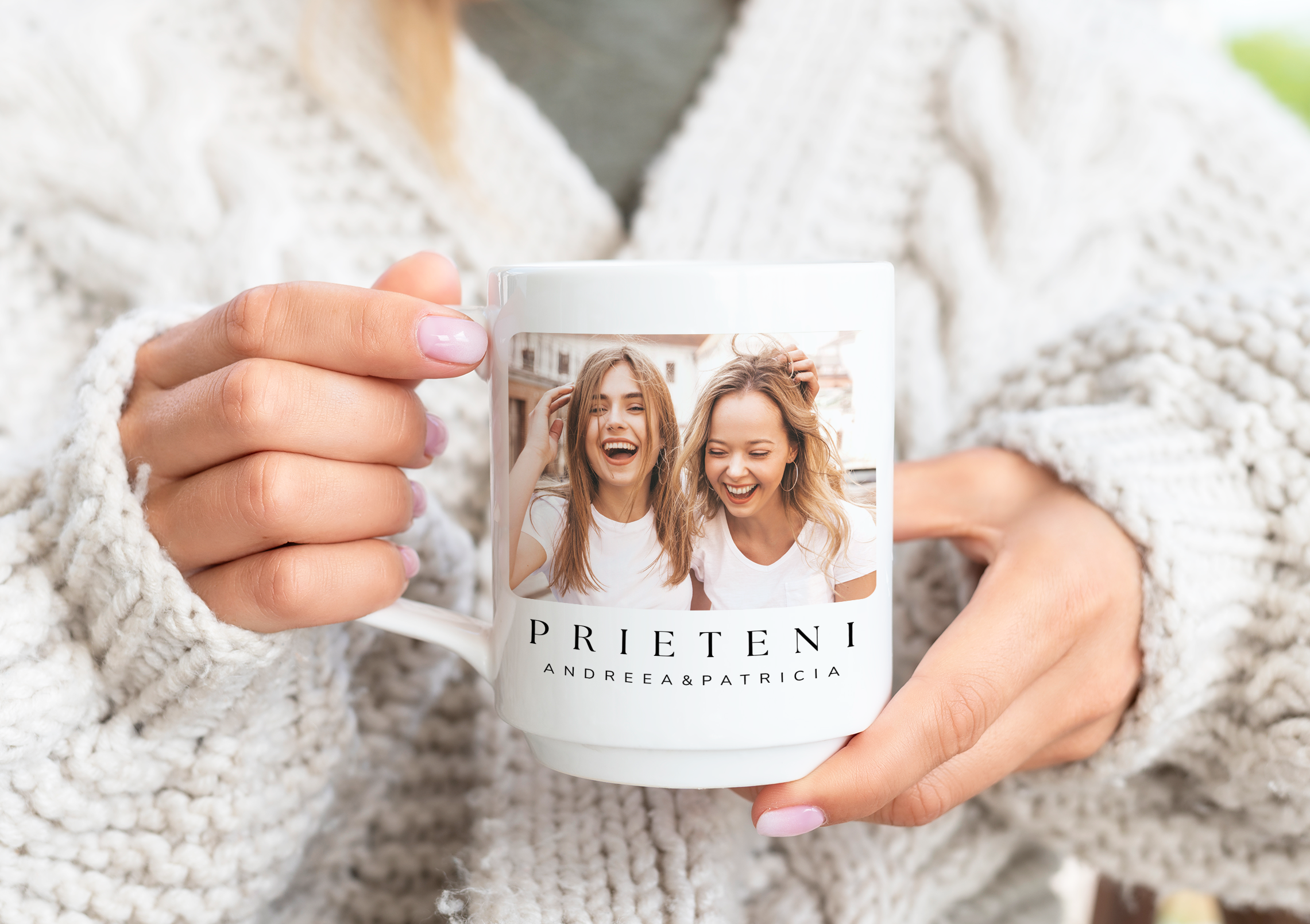 Cană personalizată cu poză,nume Prietene verset biblic