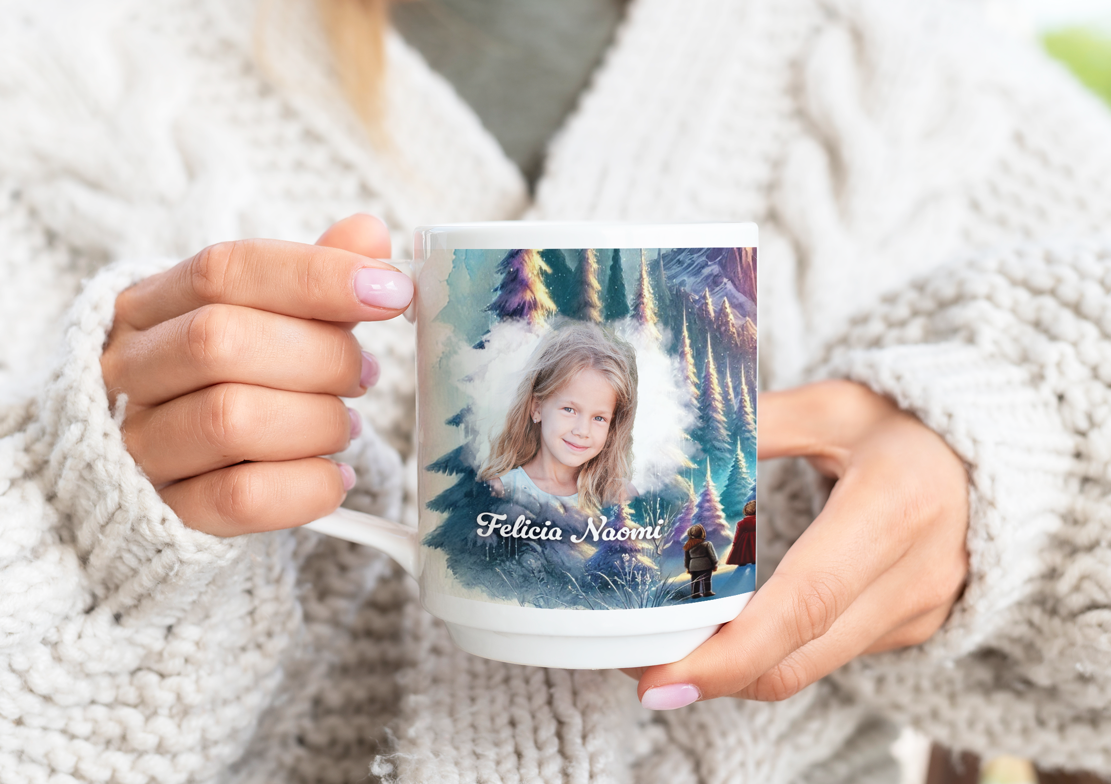 Cană personalizată fetiță cu poza, nume ,verset-Narnia
