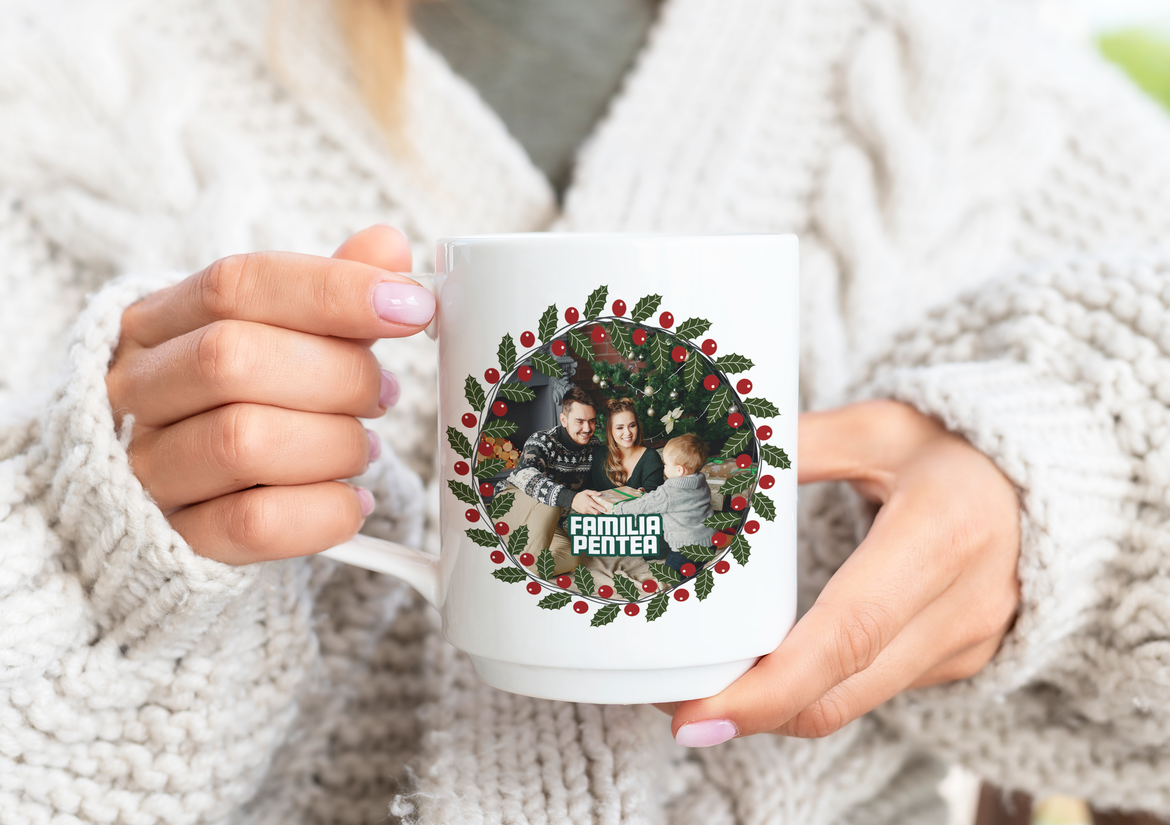 Cană personalizată Craciun-Poza Familie Cană personalizată Craciun-Poza Familie