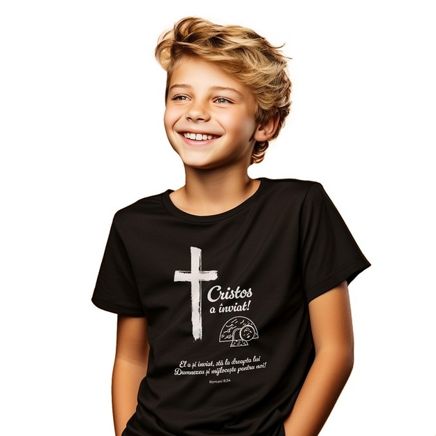 Tricou crestin pentru copii personalizat cu verset biblic - Paște