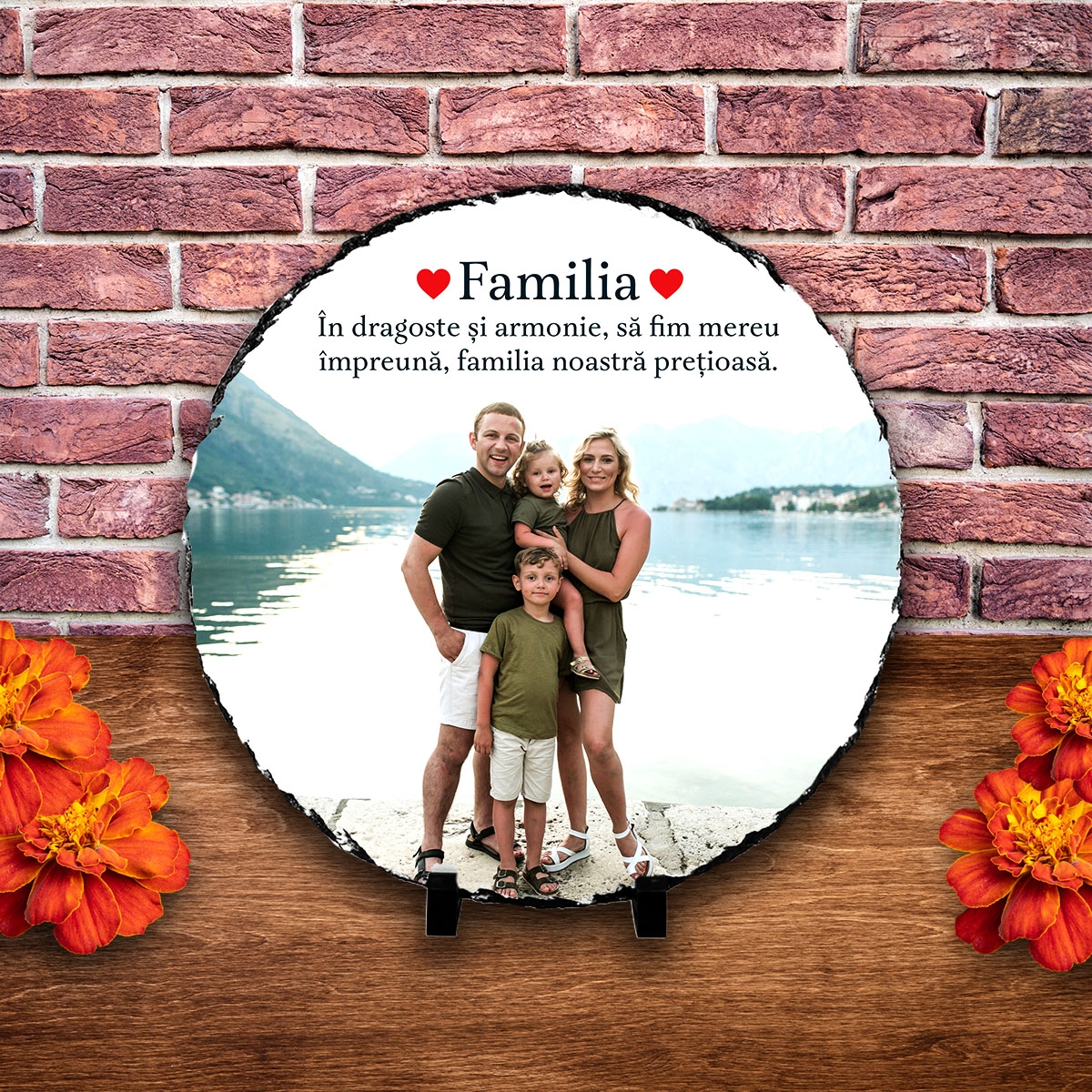 Placă ardezie personalizată cu poză – Familia