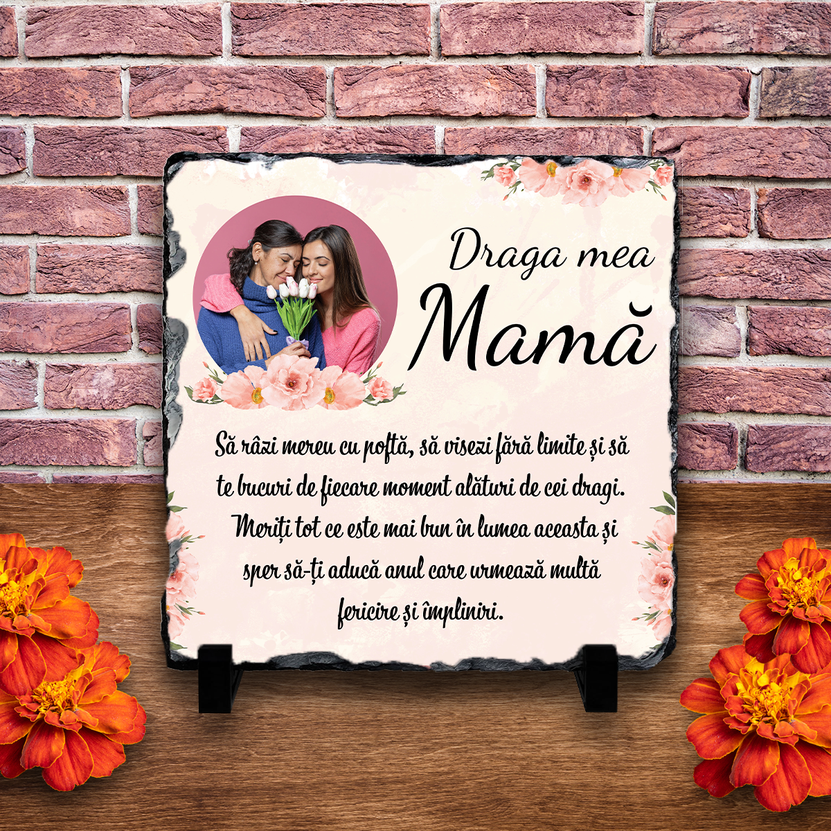Placă ardezie personalizată cu poză – Mamă