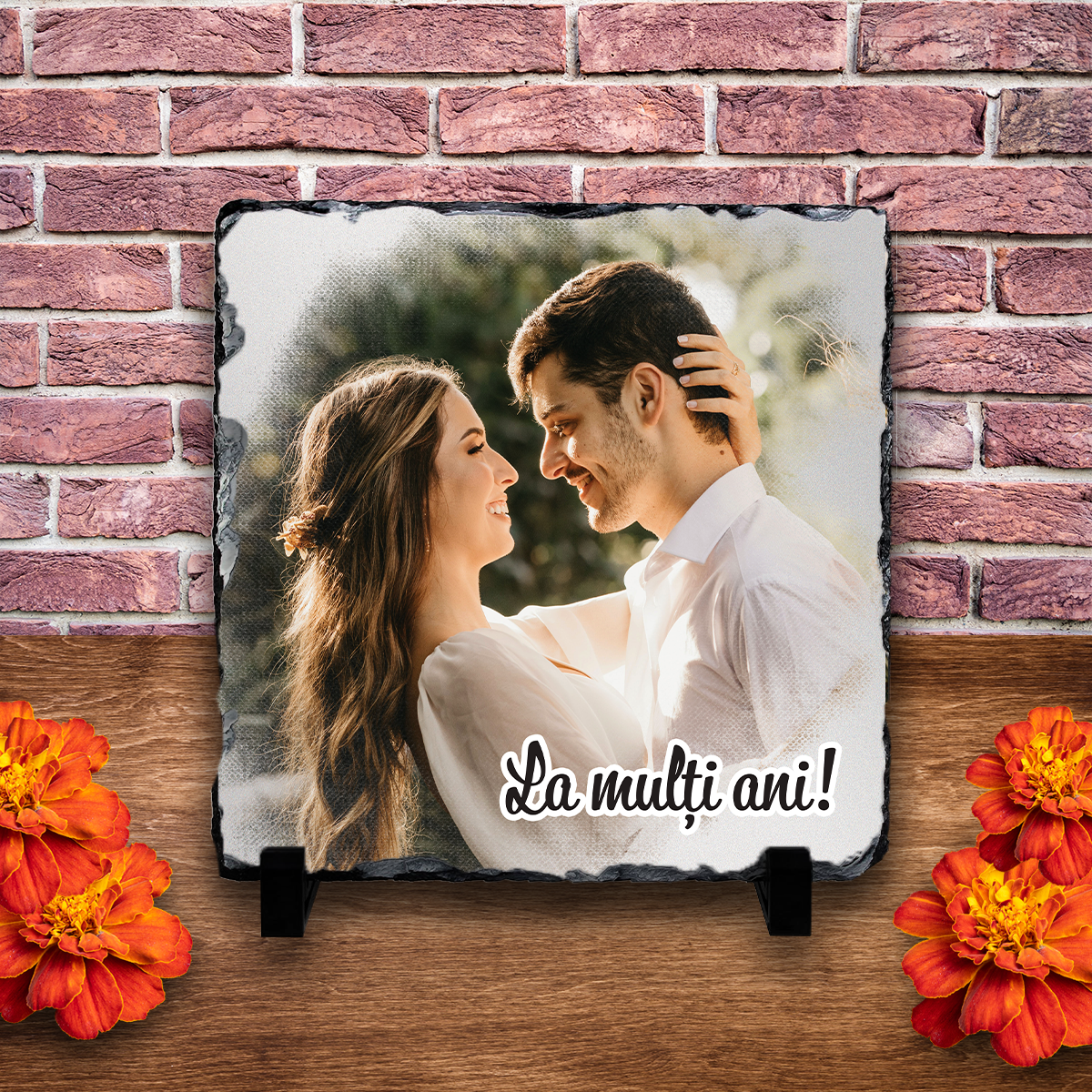 Placă ardezie personalizată cu poză și text