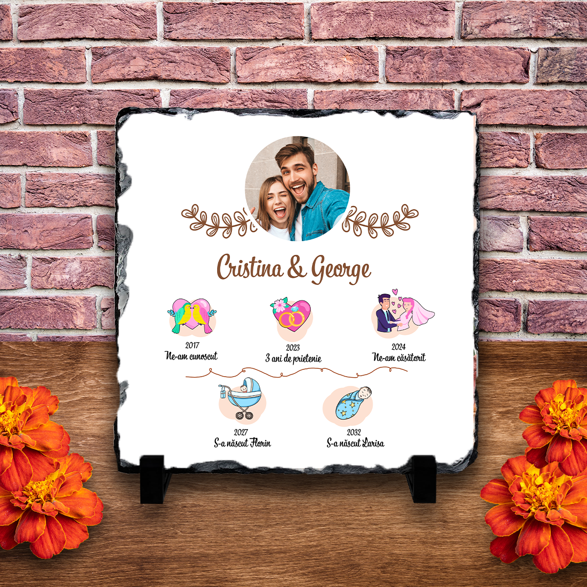 Placă ardezie personalizată poză și nume – Love Story Placă ardezie personalizată poză și nume – Love Story