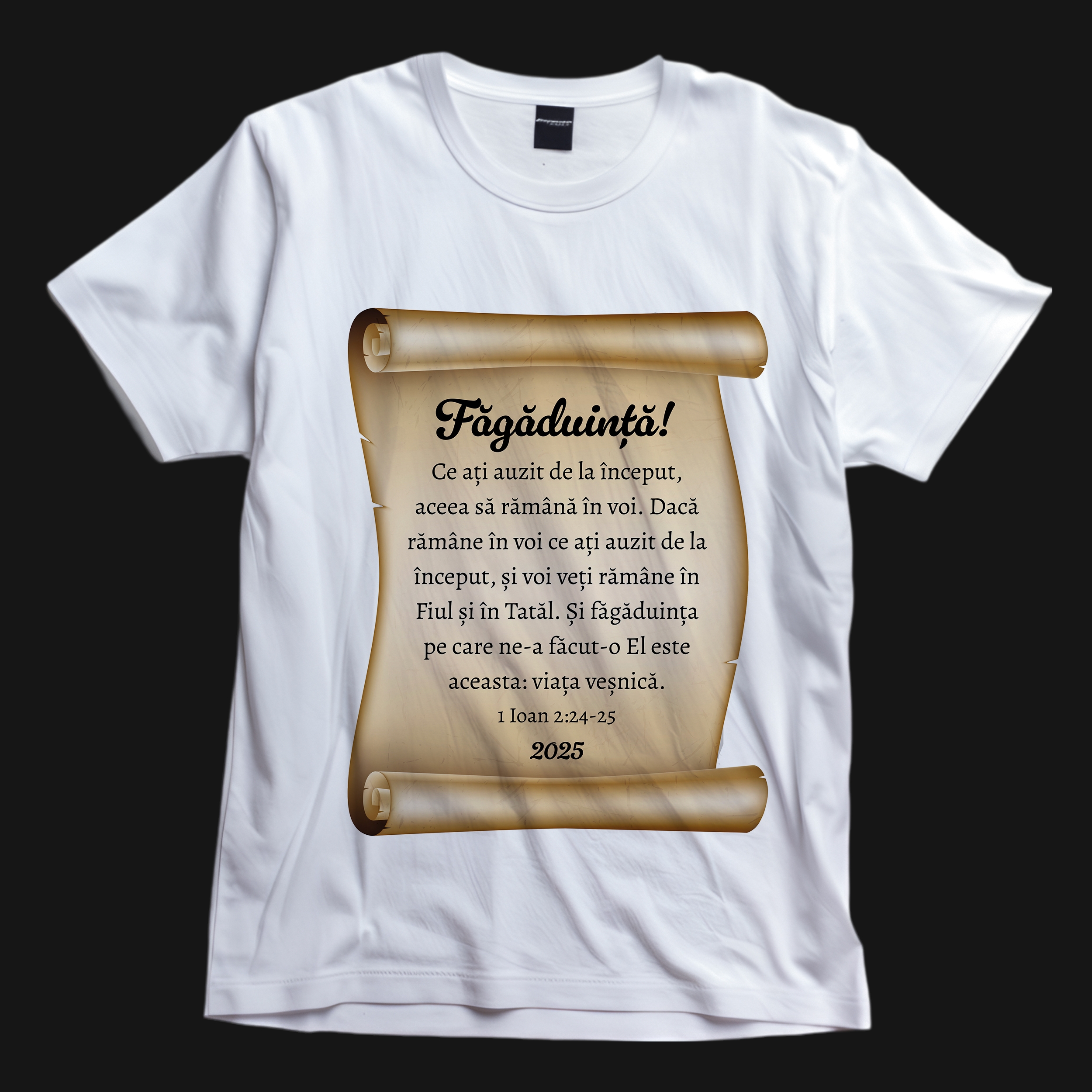 Tricou crestin personalizat cu verset biblic și an - Făgăduință Tricou crestin personalizat cu verset biblic și an - Făgăduință