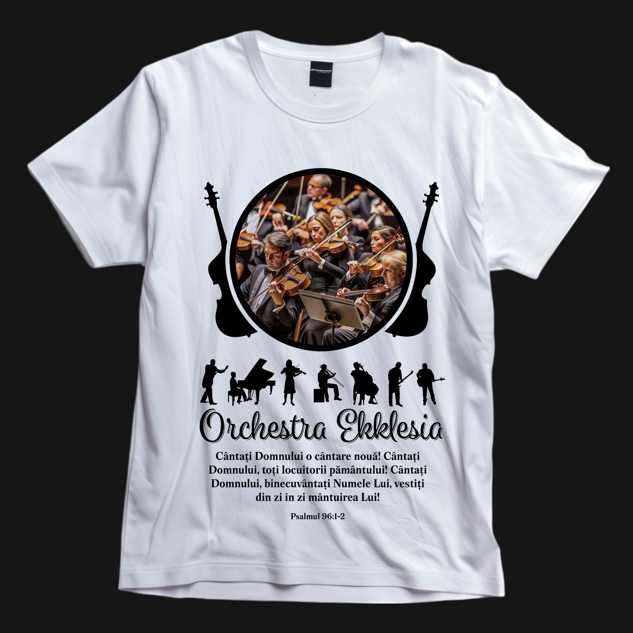 Tricou crestin personalizat cu verset biblic, poză și nume - Orchestră
