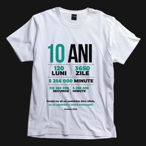 Tricou crestin personalizat cu verset biblic și text - Aniversare