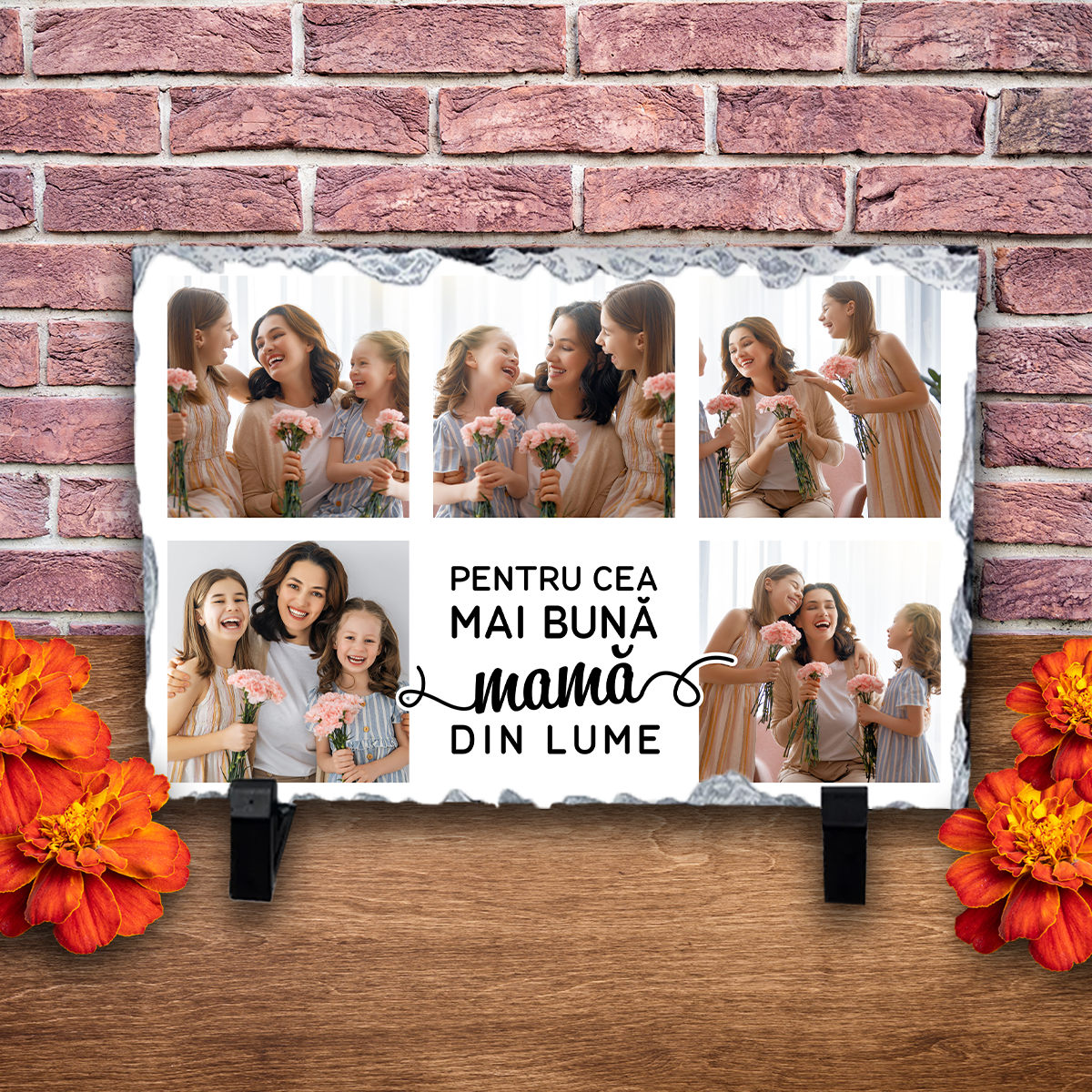 Placă ardezie personalizată cu 5 poze – MAMA
