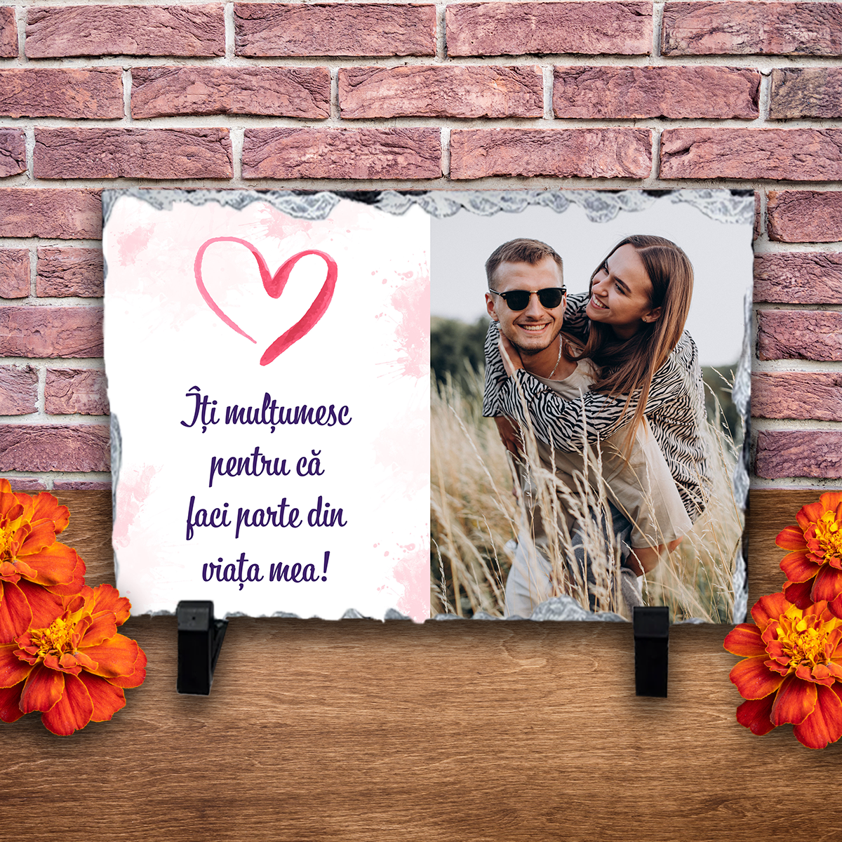 Placă ardezie personalizată cu poză – Iubit/ă