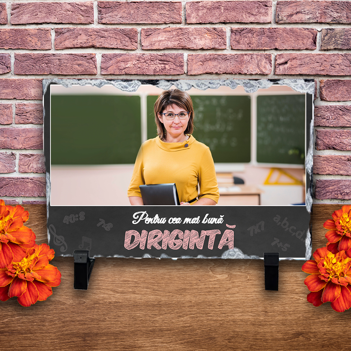 Placă ardezie personalizată cu poză – Dirigintă Placă ardezie personalizată cu poză – Dirigintă