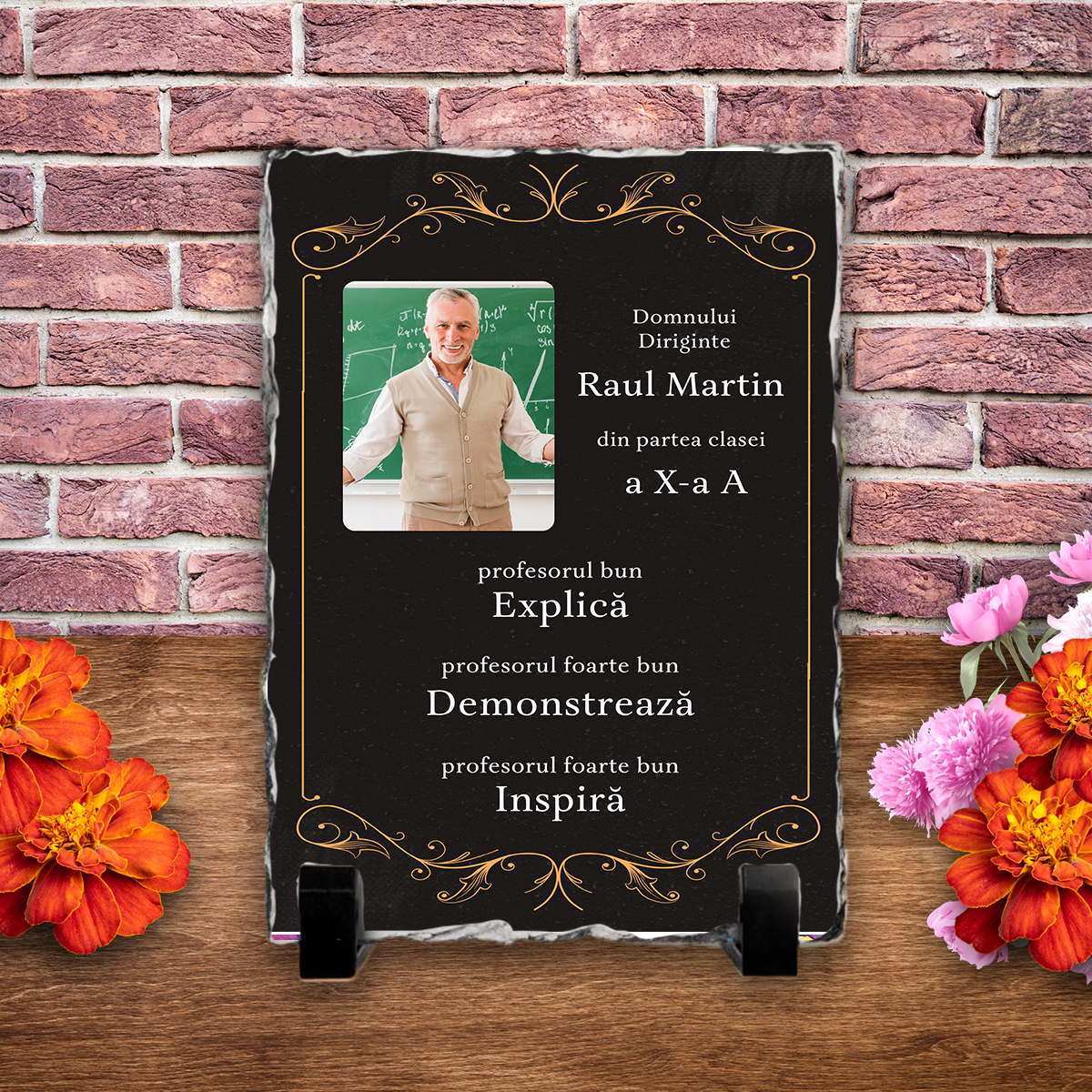 Placă ardezie personalizată cu poză și nume – Diriginte