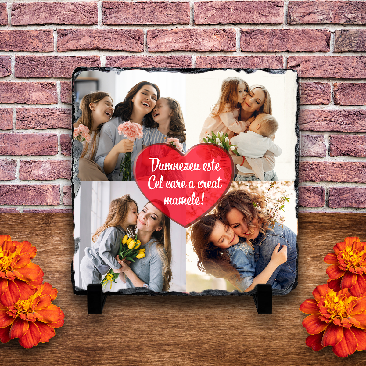 Placă ardezie personalizată cu 4 poze – 8 Martie