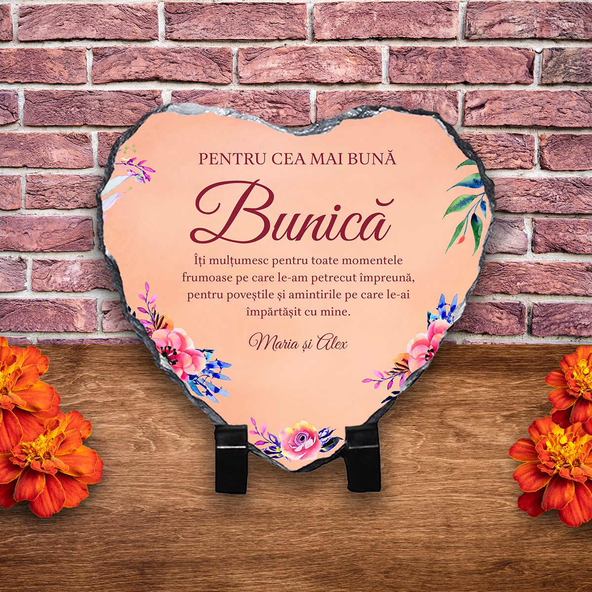 Placă ardezie personalizată cu nume – Bunică