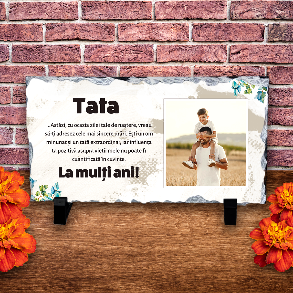 Placă ardezie personalizată cu poză – Tata