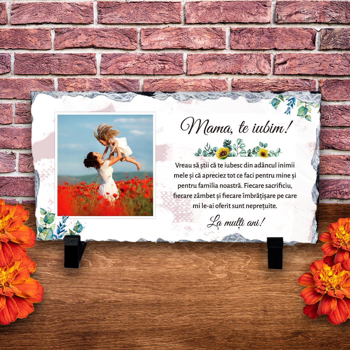 Placă ardezie personalizată cu poză – Mama