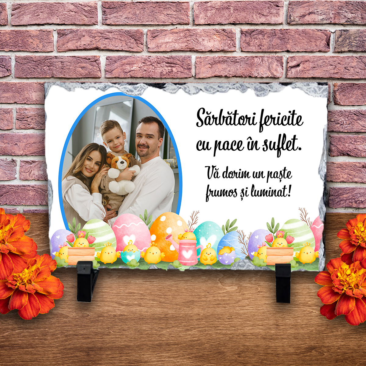 Placă ardezie personalizată cu poză – Paște