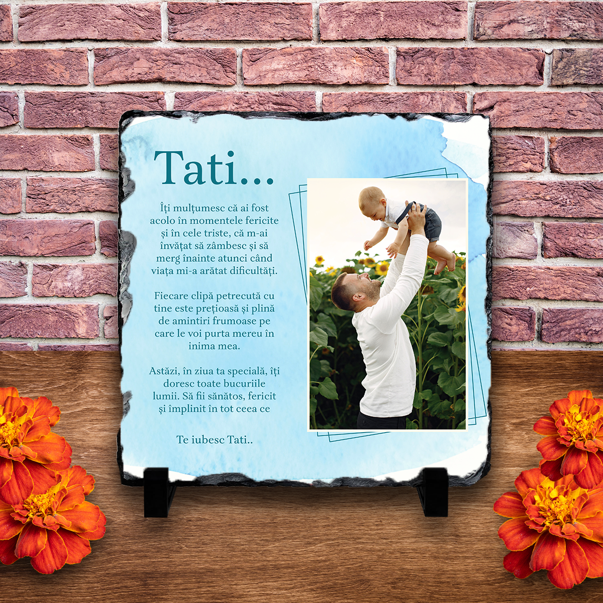 Placă ardezie personalizată cu poză – Tati