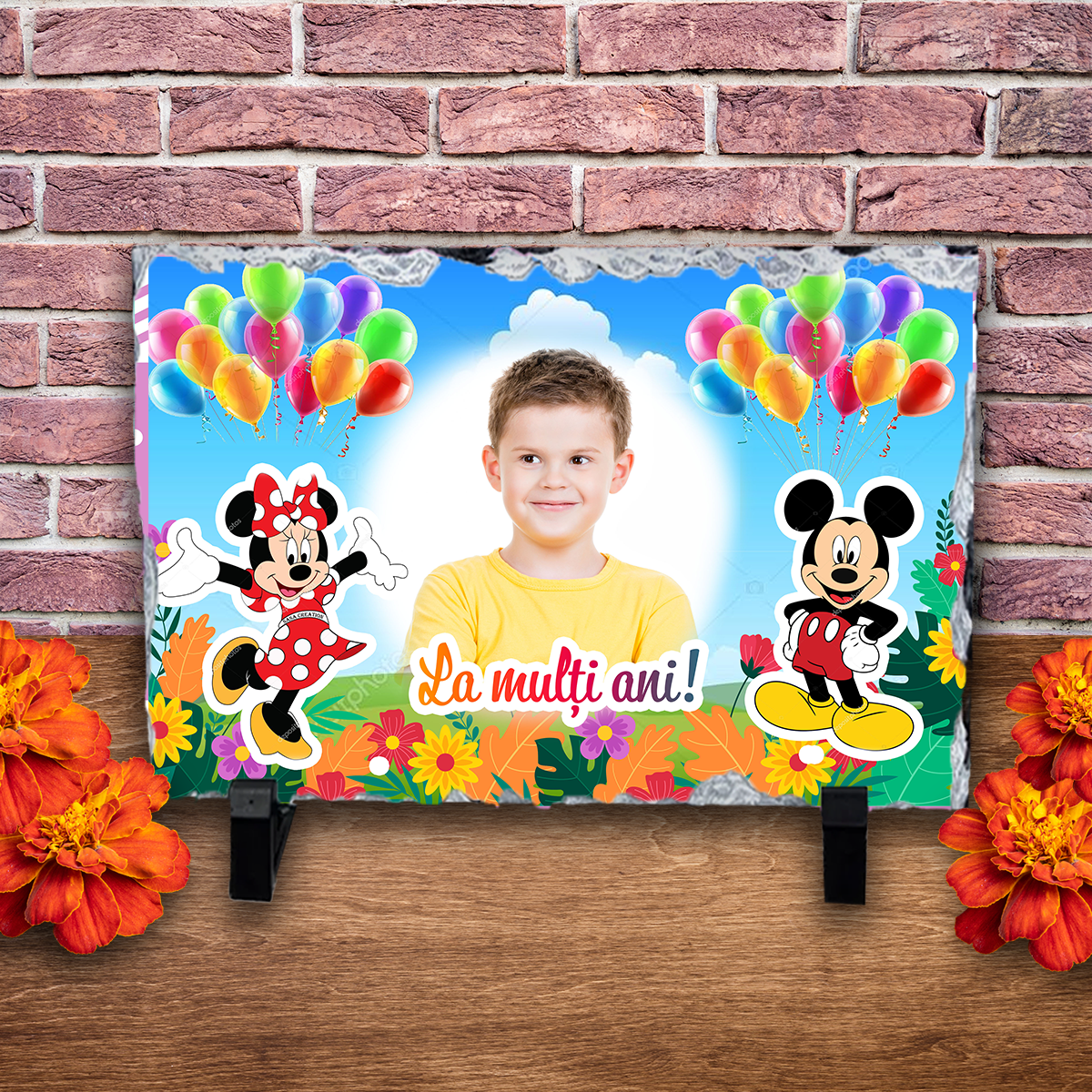 Placă ardezie personalizată cu poză – Minnie & Mickey Mouse