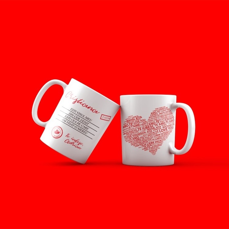 Cană personalizată cu două nume - Ziua Îndrăgostiților