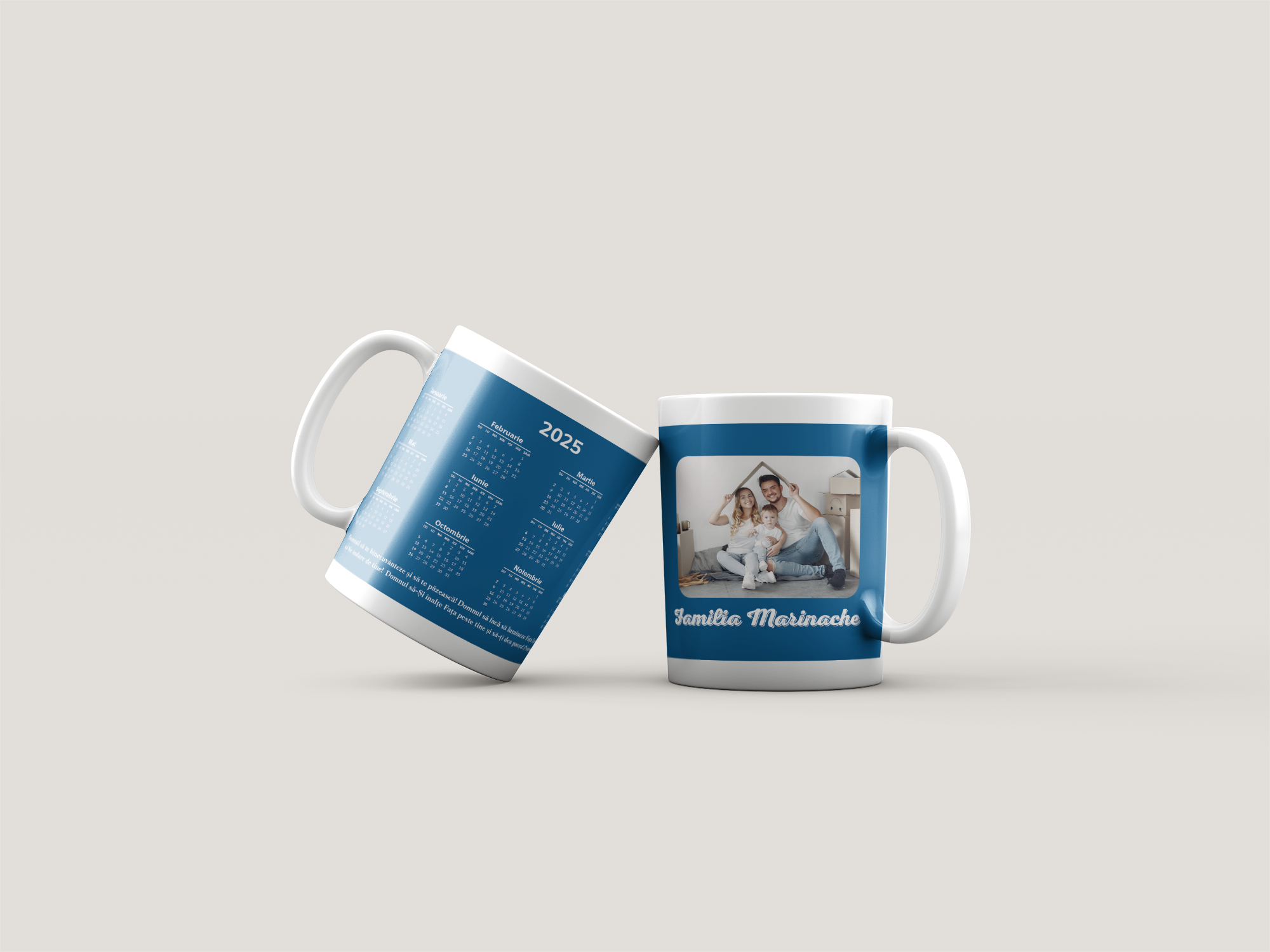 Cană personalizată cu verset biblic, numele de familie și poză - Calendar Cană personalizată cu verset biblic, numele de familie și poză - Calendar