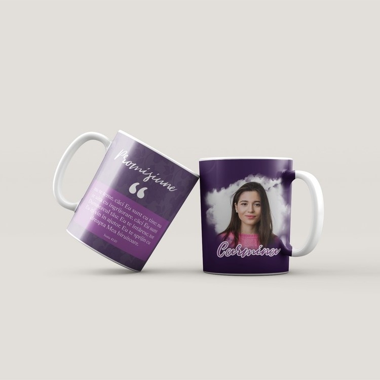 Cană personalizată cu verset biblic și nume pentru femei - Promisiune Cană personalizată cu verset biblic și nume pentru femei - Promisiune