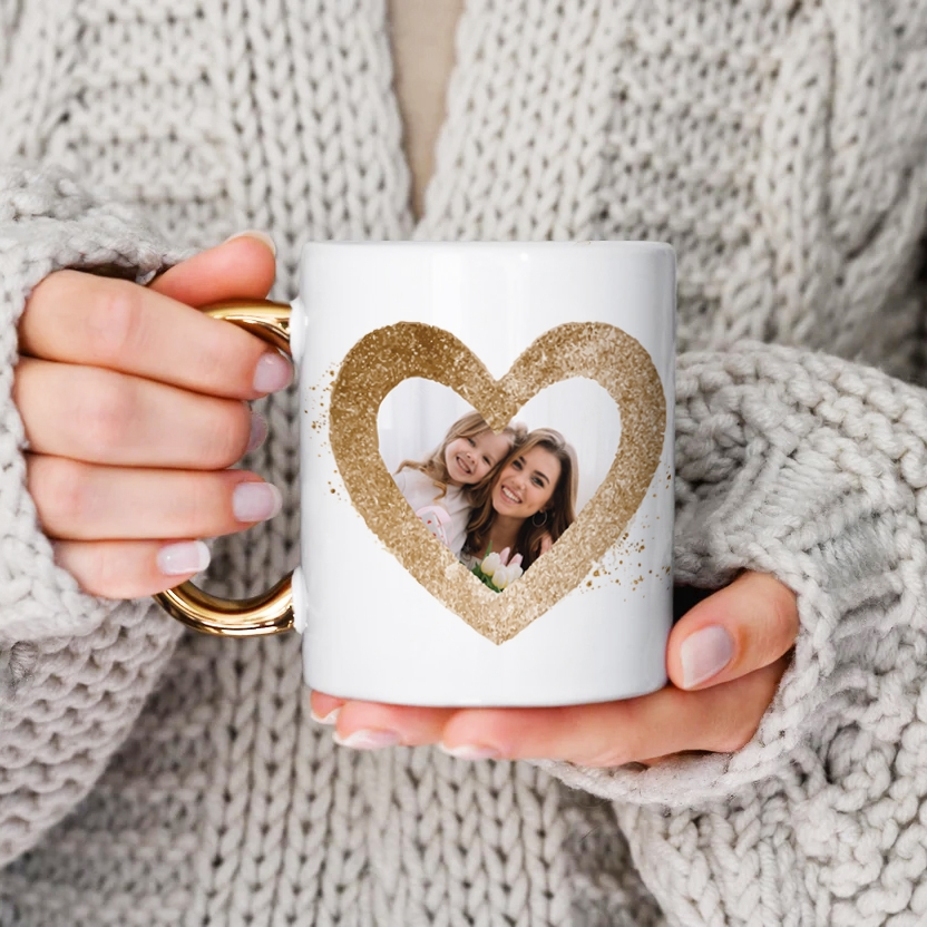 Cană cu mâner auriu personalizata cu poza - Mama Cană cu mâner auriu personalizata cu poza - Mama
