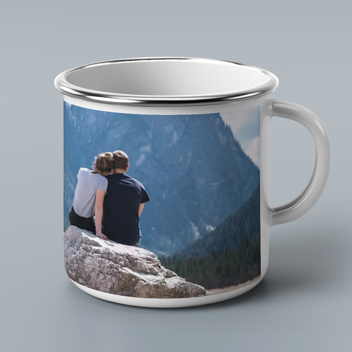 Cană metalică emailată personalizată cu poză landscape – Amintiri