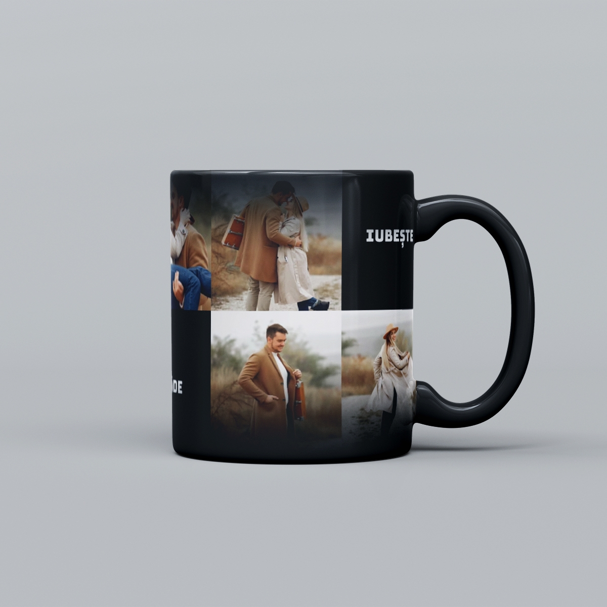 Cană termosensibilă personalizată cu 7 poze – Iubit / Iubită