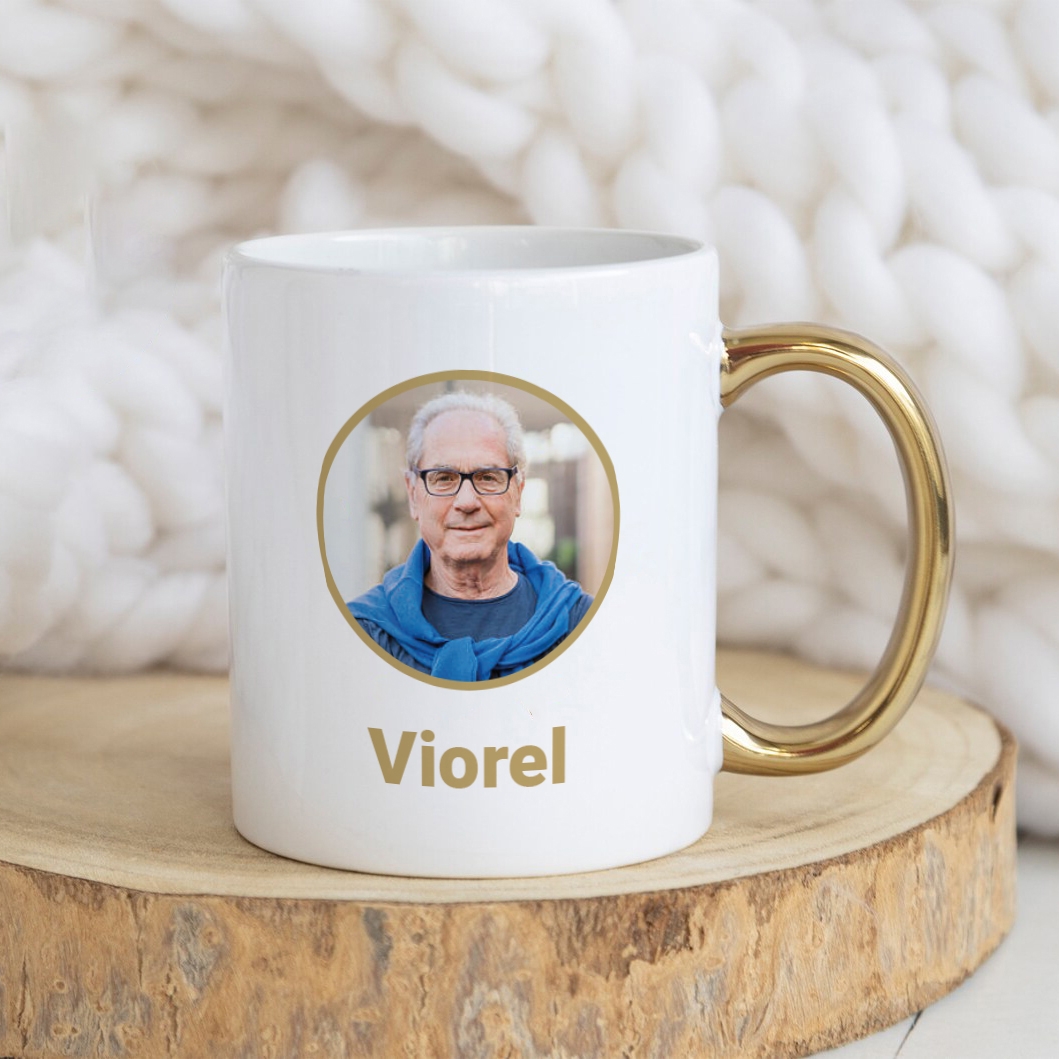 Cană cu mâner auriu personalizata cu poză și nume - Bunici Cană cu mâner auriu personalizata cu poză și nume - Bunici