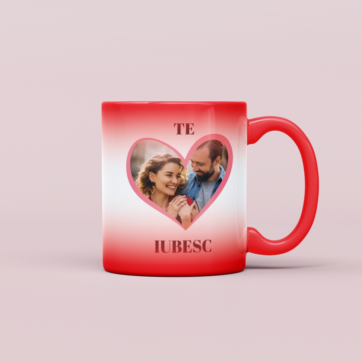 Cană termosensibilă personalizată cu poză – Te iubesc