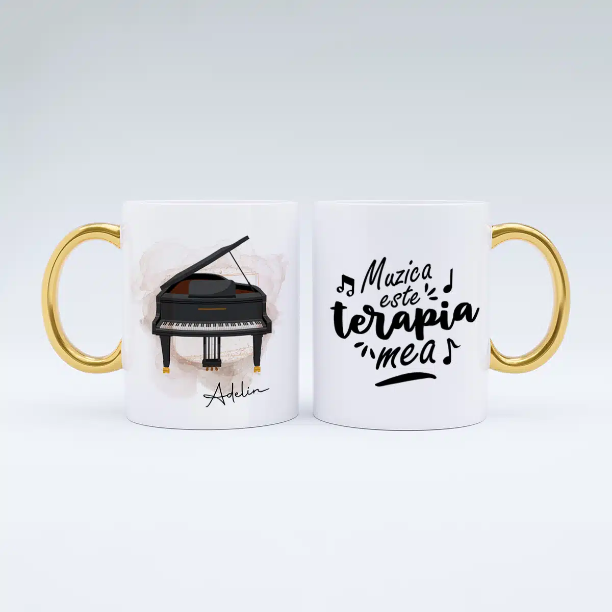 Cană cu mâner auriu personalizata cu nume – Instrumente muzicale Cană cu mâner auriu personalizata cu nume – Instrumente muzicale