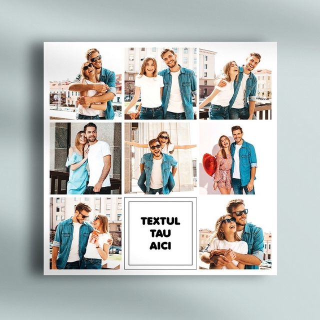 Tablou canvas personalizat cu 8 poze și text Tablou canvas personalizat cu 8 poze și text