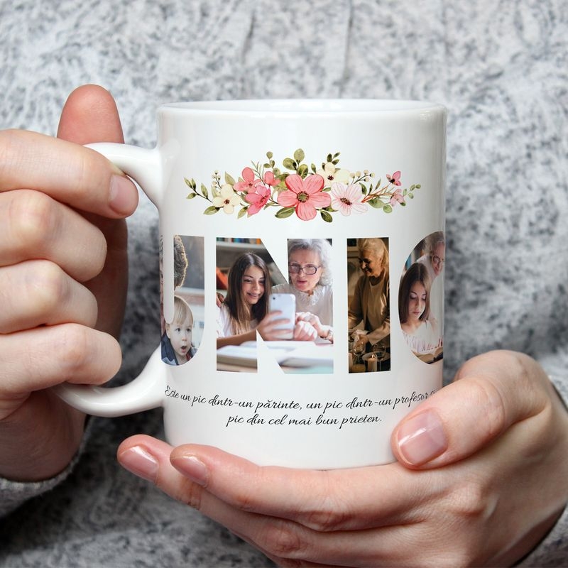 Cană personalizată cu 6 poze si text – Bunica Cană personalizată cu 6 poze si text – Bunica