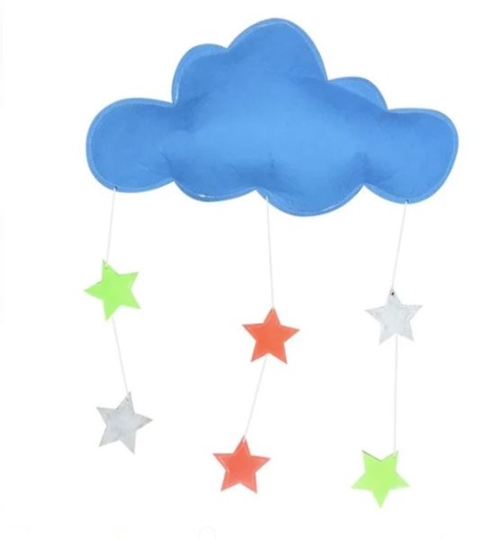 Carusel patut bebe - Nor, albastru cu stele (35x20 cm) Carusel patut bebe - Nor, albastru cu stele (35x20 cm)