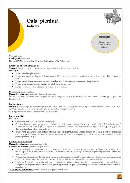 Oaia pierduta - Joc creativ pentru copii Oaia pierduta - Joc creativ pentru copii
