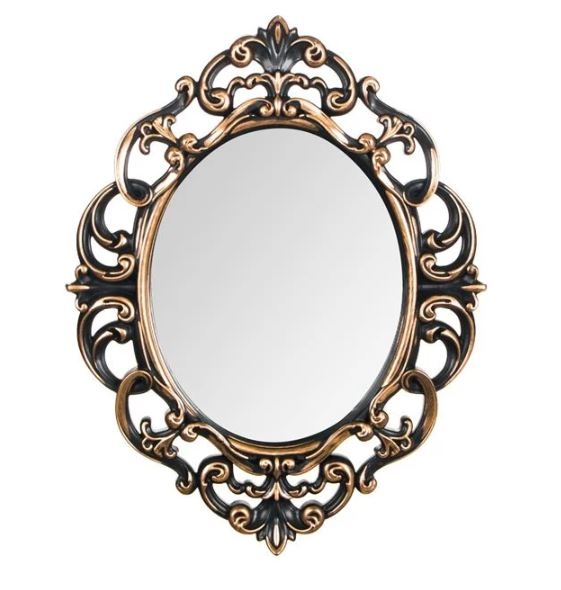 Oglinda de perete ovala, bronz-negru (30x40cm) Oglinda de perete ovala, bronz-negru (30x40cm)