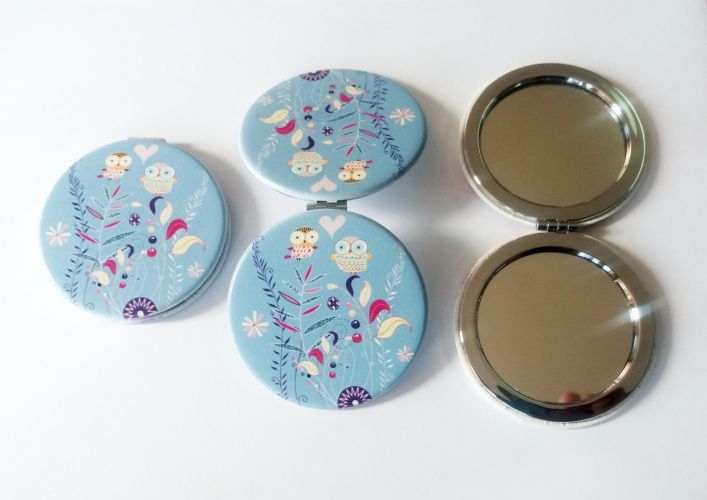 Oglinda de poseta, albastra - 2 Bufnite Oglinda de poseta, albastra - 2 Bufnite