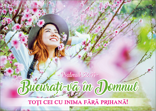 Poster cu verset A4 - "Bucuraţi-vă în Domnul toţi cei cu inima fără prihană!" [44]