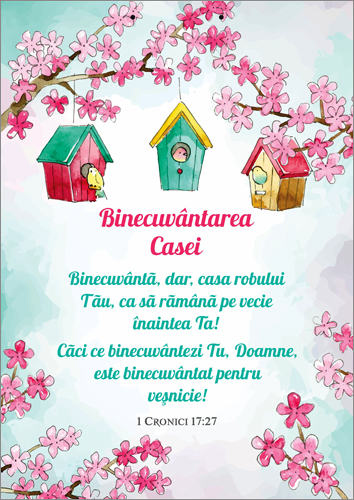 Poster cu verset A4 - "Binecuvântă, dar, casa robului Tău, ca să rămână pe vecie înaintea Ta!..." [12]