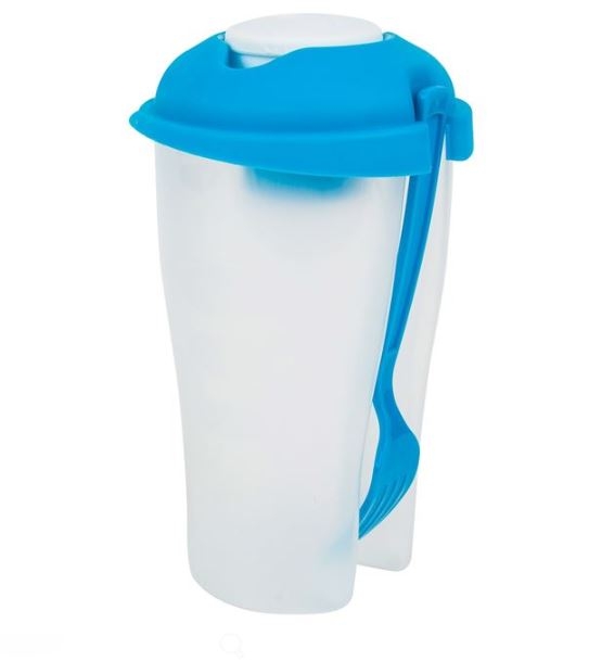 Pahar alimentar cu furculita, turcoaz - 800 ml Pahar alimentar cu furculita, turcoaz - 800 ml
