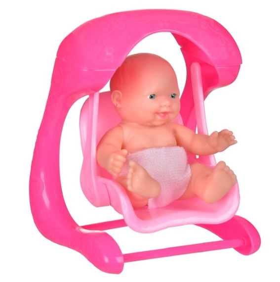 Papusa bebelus in hinta, roz - Jucarii pentru copii